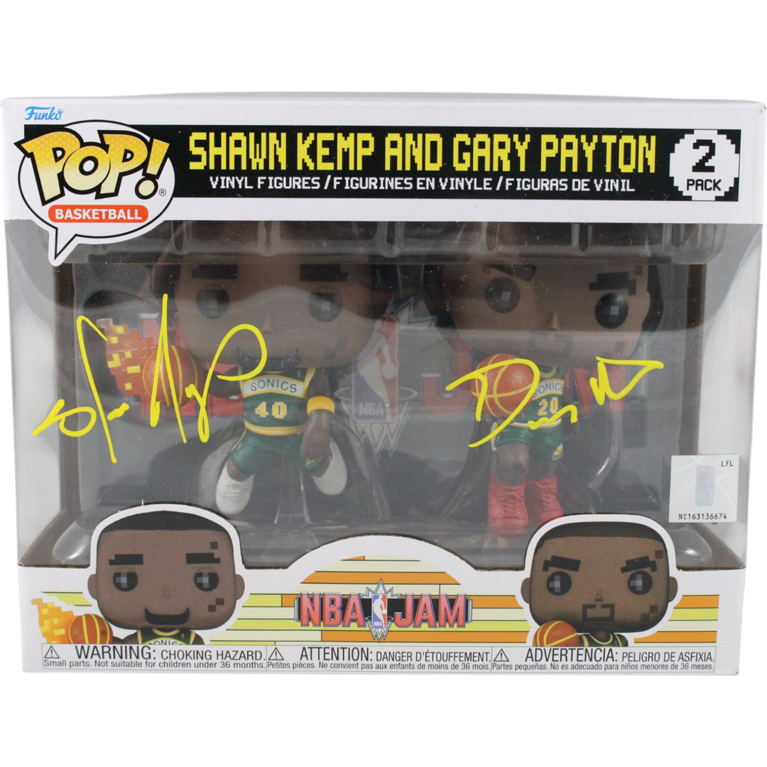 Shawn Kemp Gary Payton Signed Supersonics Funko Pop! NBA JAM Beckett 49724
