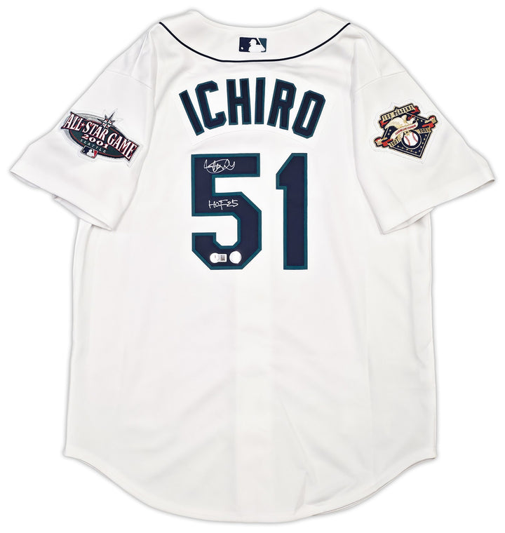 Mariners Ichiro Suzuki Auto White M&N Cooperstown 2001 Rookie Jersey 44 HOF 25