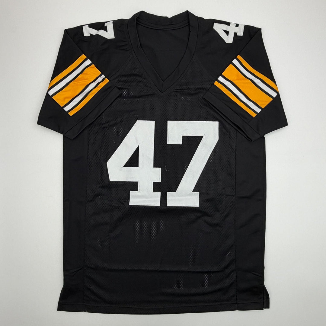 Autographed/Signed Mel Blount Pittsburgh Black Football Jersey Beckett COA