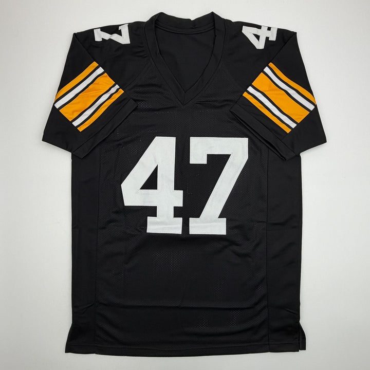 Autographed/Signed Mel Blount Pittsburgh Black Football Jersey Beckett COA
