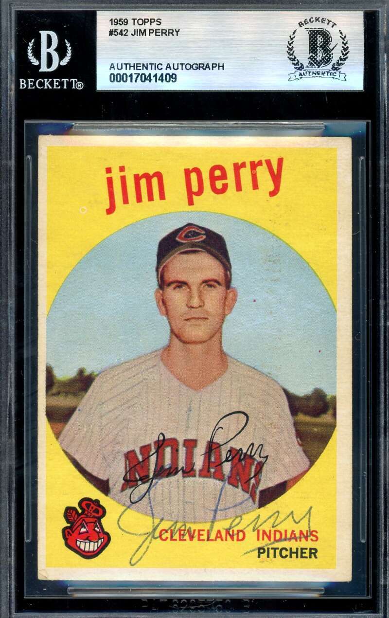 Jim Perry Beckett BAS Vintage Signed 1959 Topps Rookie Autograph