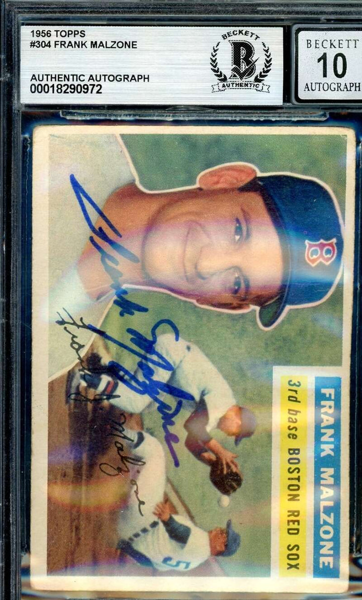 Frank Malzone Gem Mint 10 Beckett BAS Signed 1956 Topps Autograph