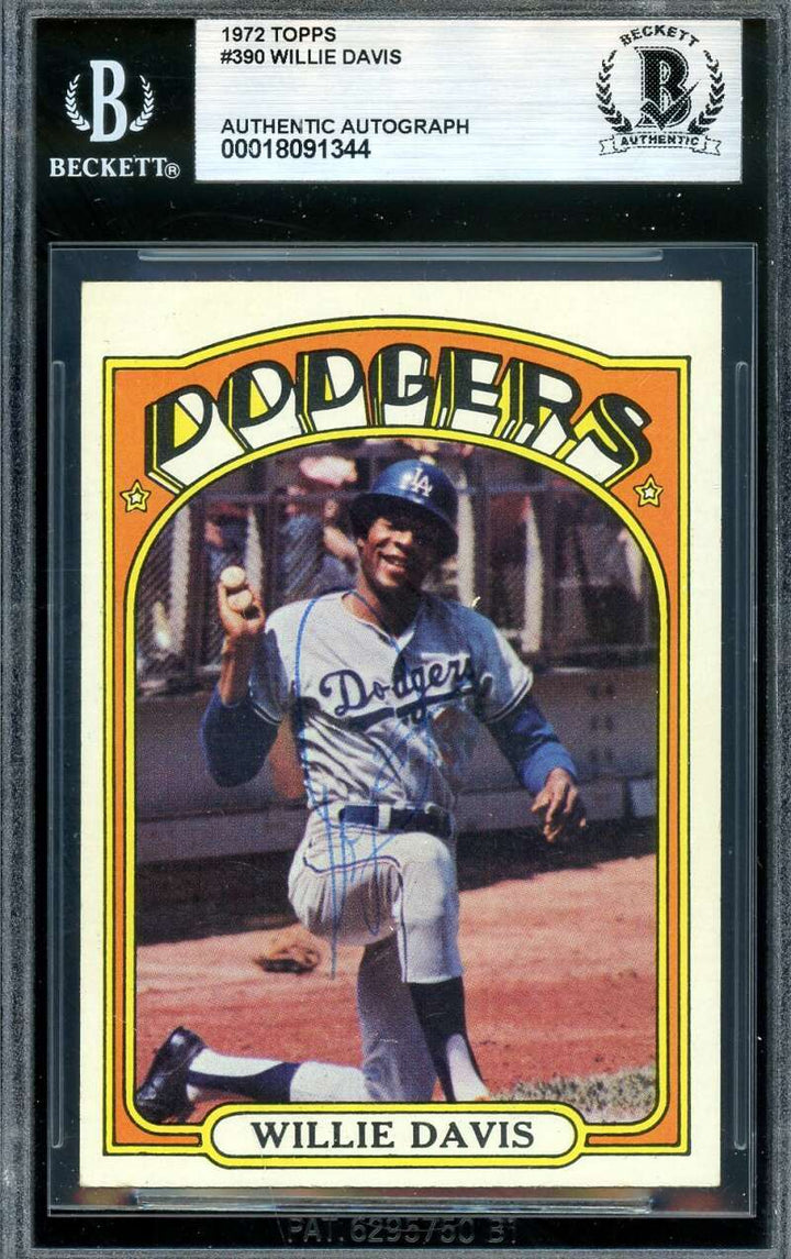 Willie Davis Beckett BAS Vintage Signed 1972 Topps Autograph