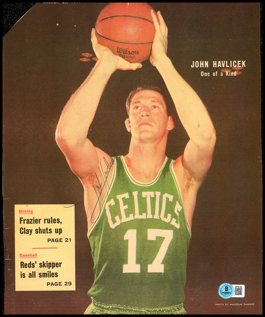 John Havlicek Signed Sporting News Cover Boston Celtics Beckett #BP55188