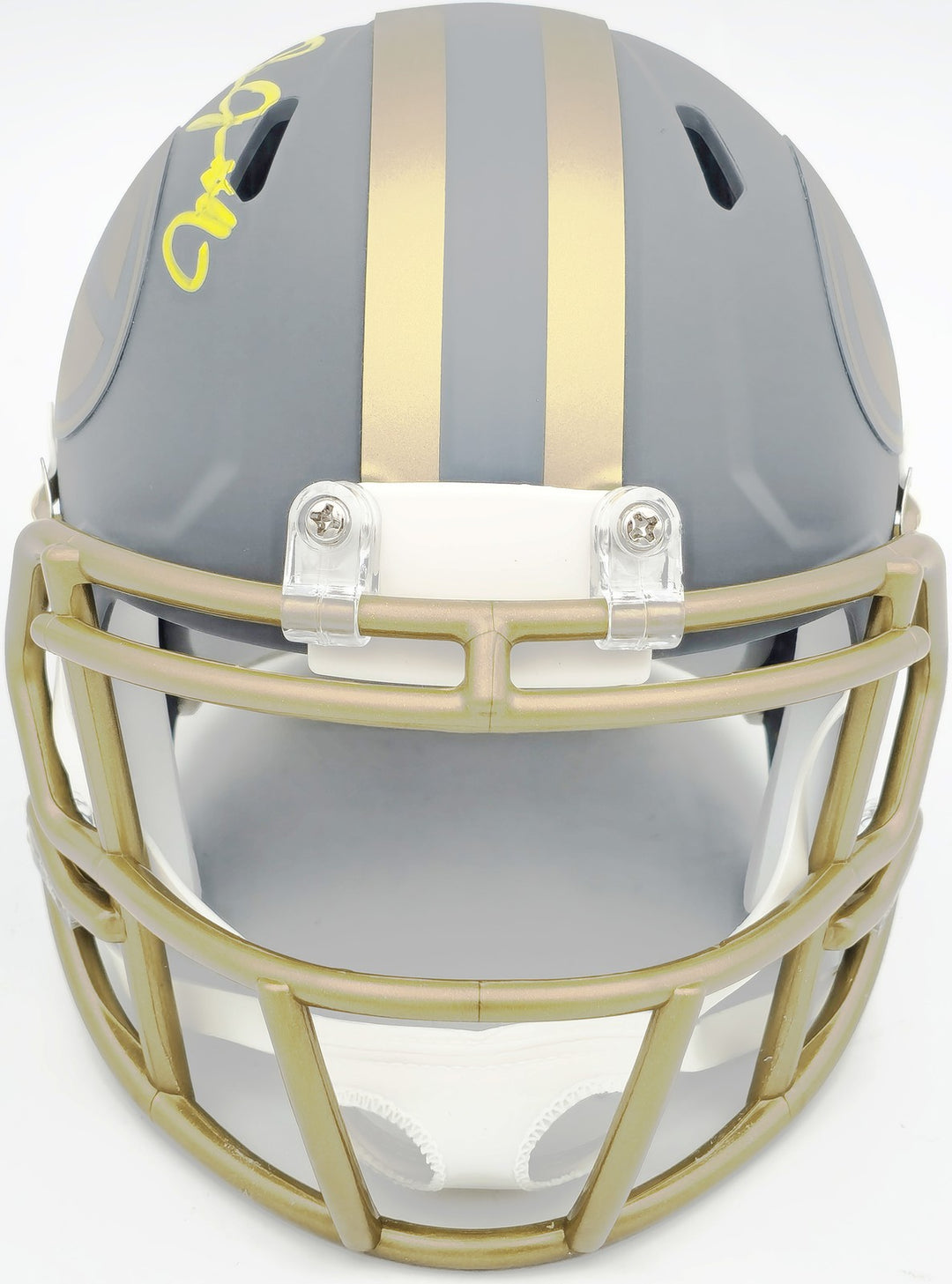Josh Jacobs Signed Green Bay Packers Slate Gray Speed Mini Helmet Beckett Wit