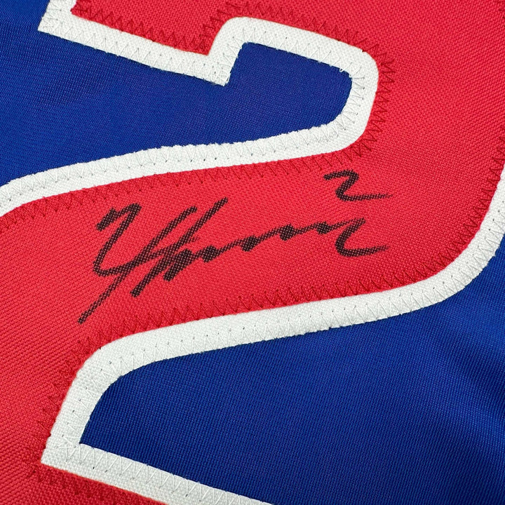 Autographed/Signed Nico Hoerner Chicago Blue Jersey Beckett BAS COA