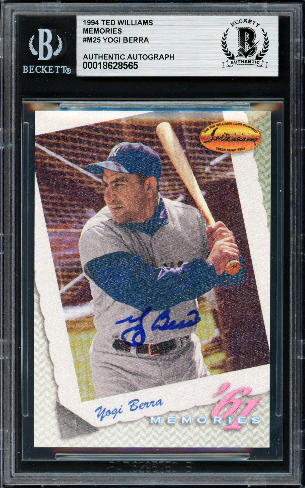 Yogi Berra Signed 1994 Ted Williams Card M25 New York Yankees Beckett #18628565