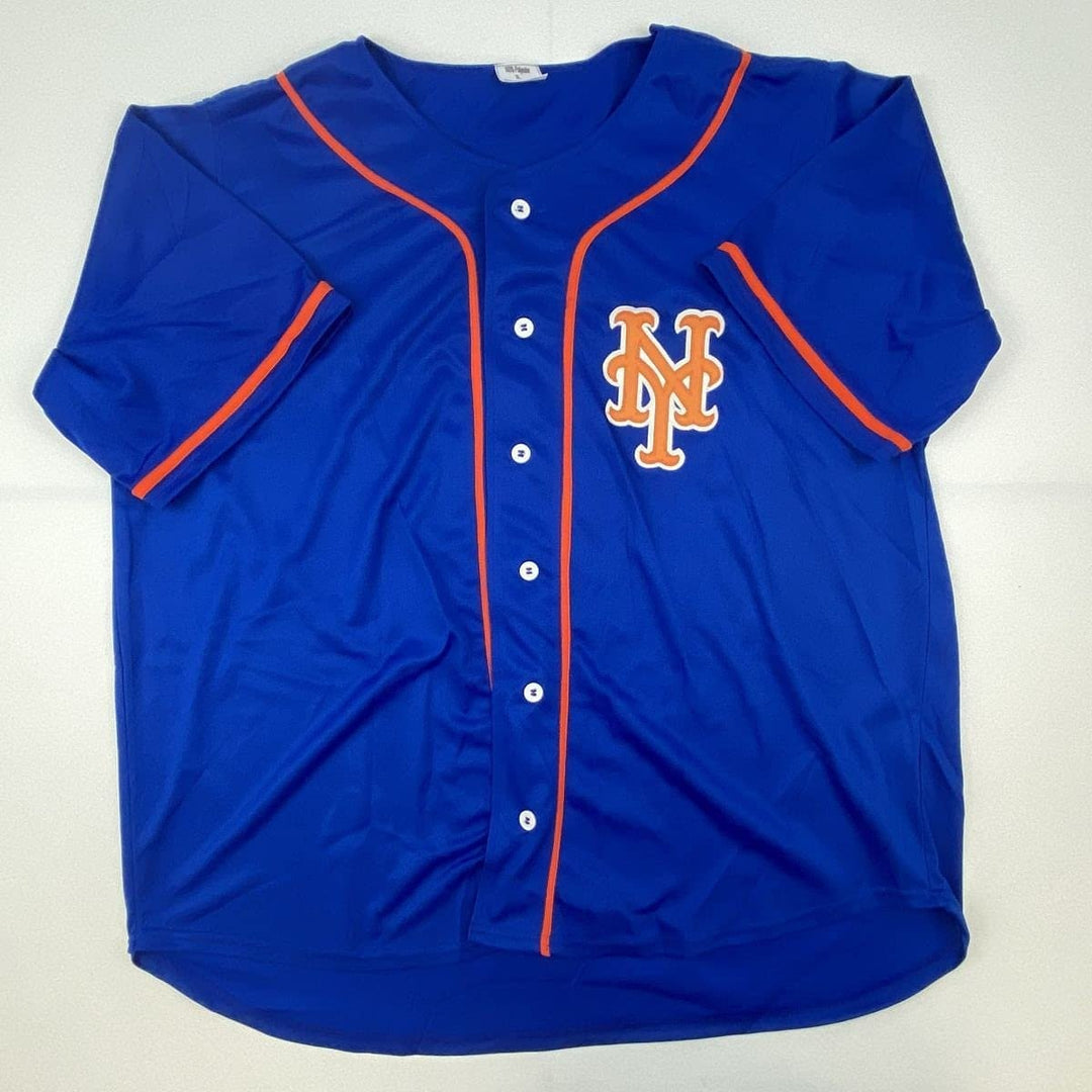 Autographed/Signed Lenny Dykstra 86 WS Champs New York Blue Jersey JSA