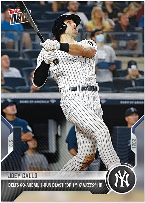 JOEY GALLO BELTS GO AHEAD 3-RUN HR FOR 1st YANKEES HOME-RUN TOPPS NOW CARD #620