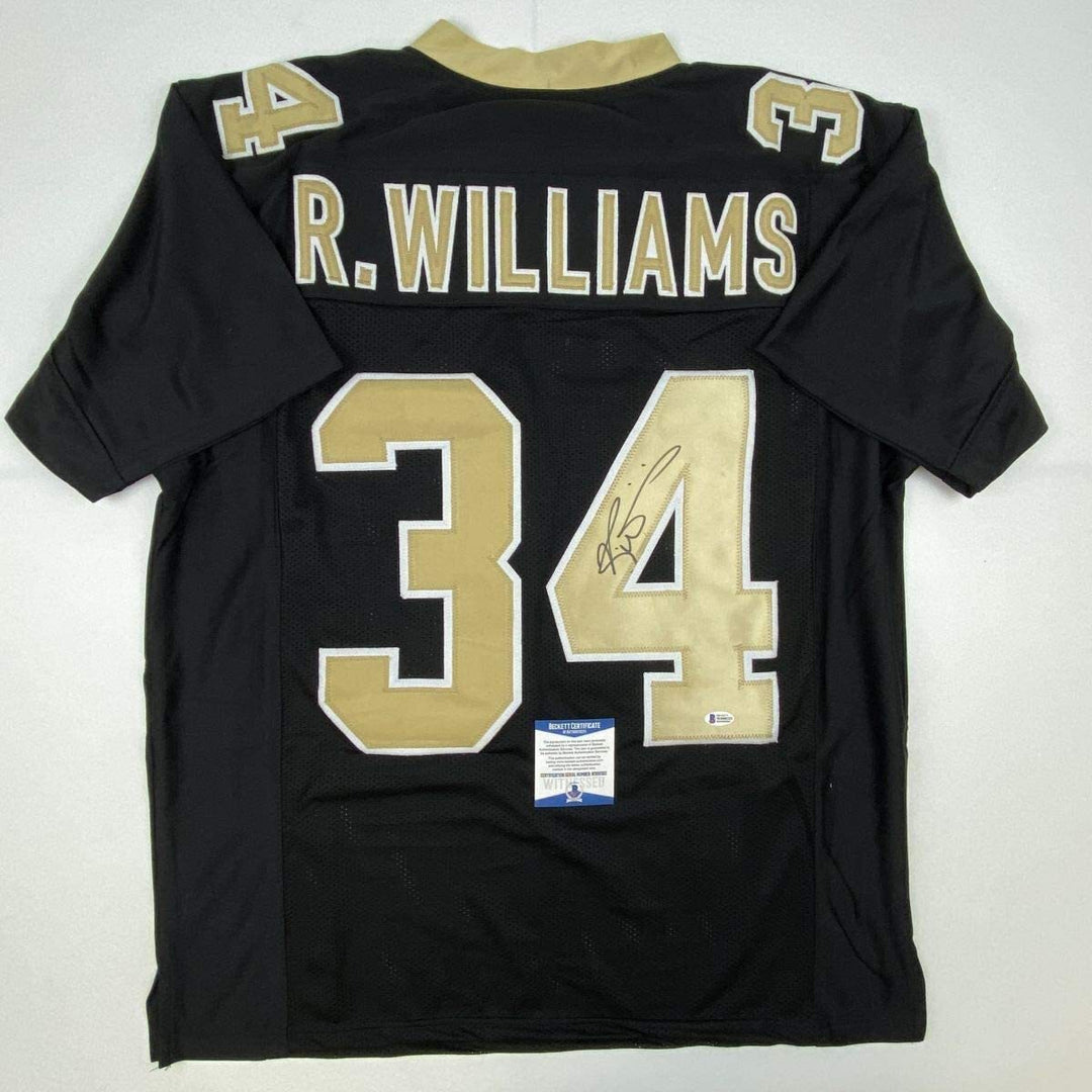 Autographed/Signed RICKY WILLIAMS New Orleans Black Jersey Beckett BAS COA Auto