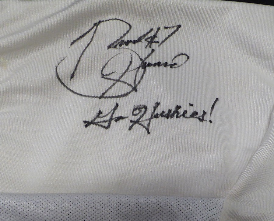 Washington Huskies Brock Huard Auto White Jersey Go Huskies! Aloha Bowl Beckett