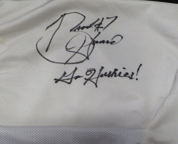 Washington Huskies Brock Huard Auto White Jersey Go Huskies! Aloha Bowl Beckett