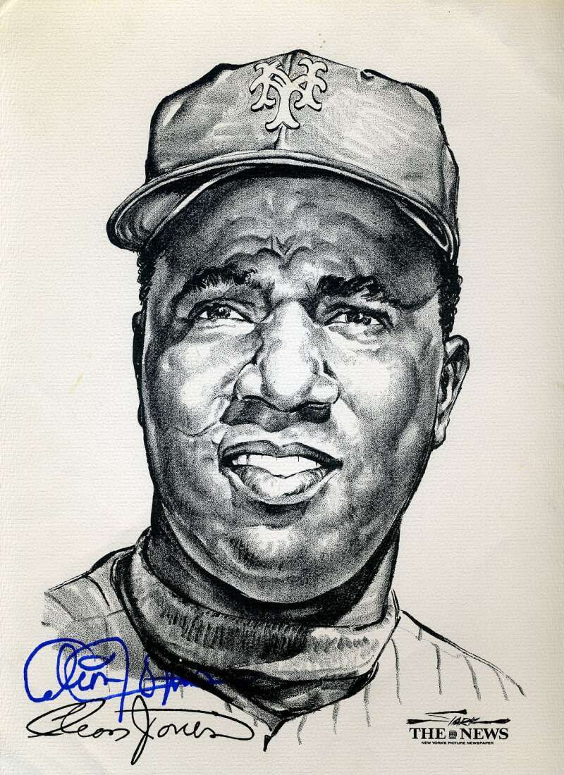 Cleon Jones JSA Signed  1969 NY Mets Daily News Portfolio Photo Autograph