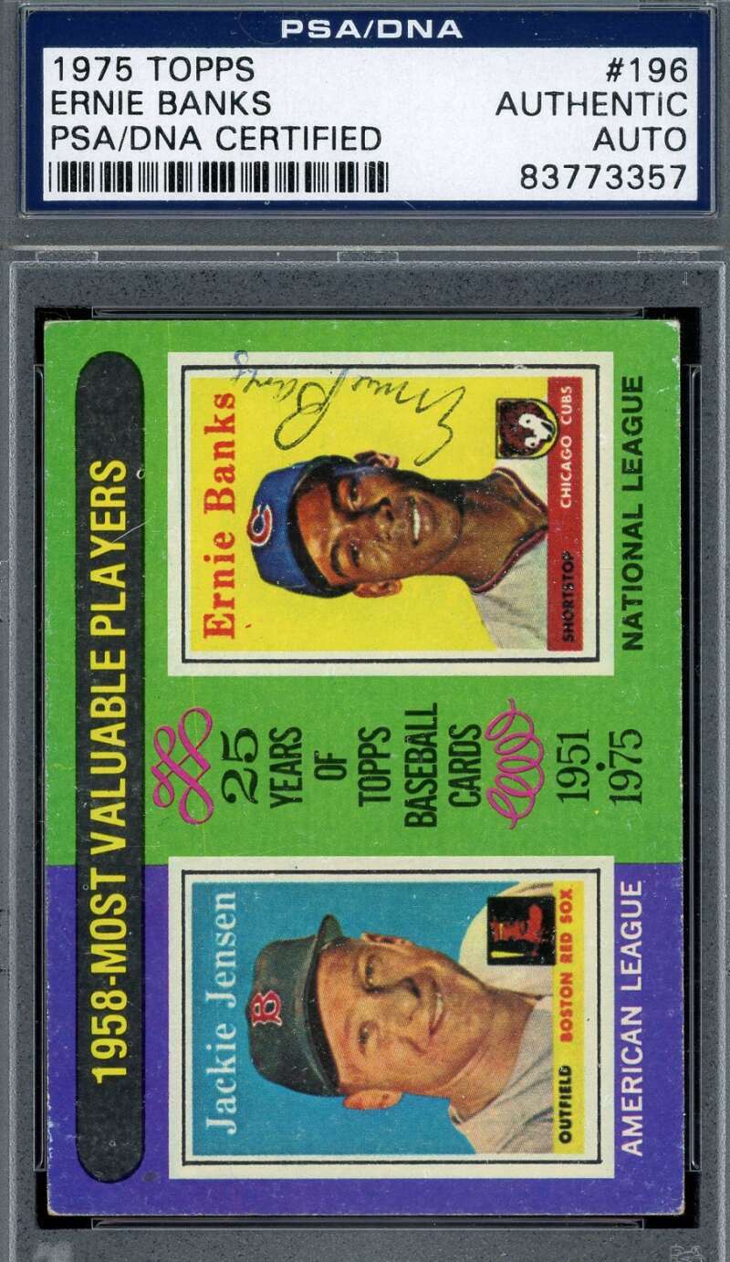 Ernie Banks PSA DNA Signed 1975 Topps 1958 MVP Autograph