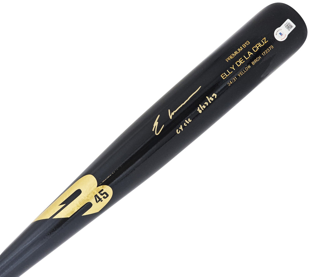 Elly De La Cruz Auto Black B45 Player Model Bat Reds "Cycle 6/23/23" Beckett Wit