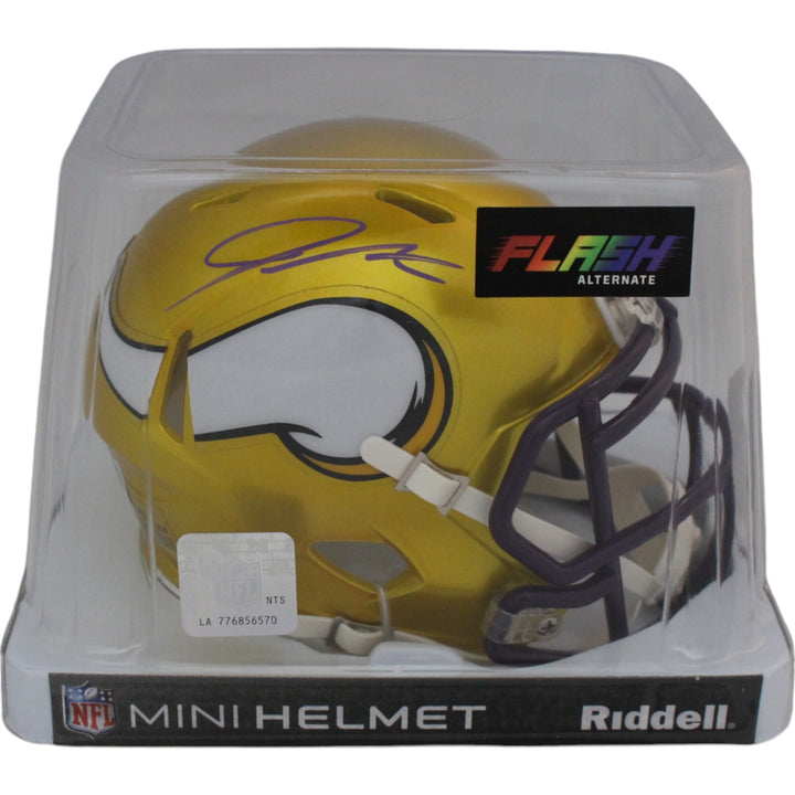 Jordan Addison Autographed Minnesota Vikings Flash Mini Helmet Beckett 47362