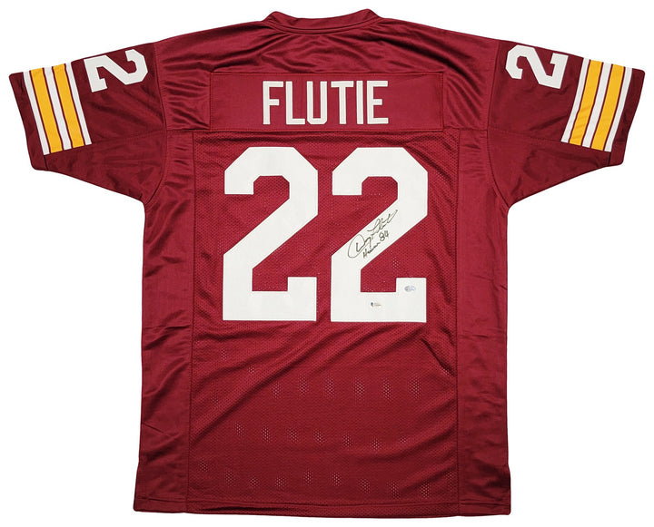 Boston College Eagles Doug Flutie Signed Red Jersey Beckett BAS Witness