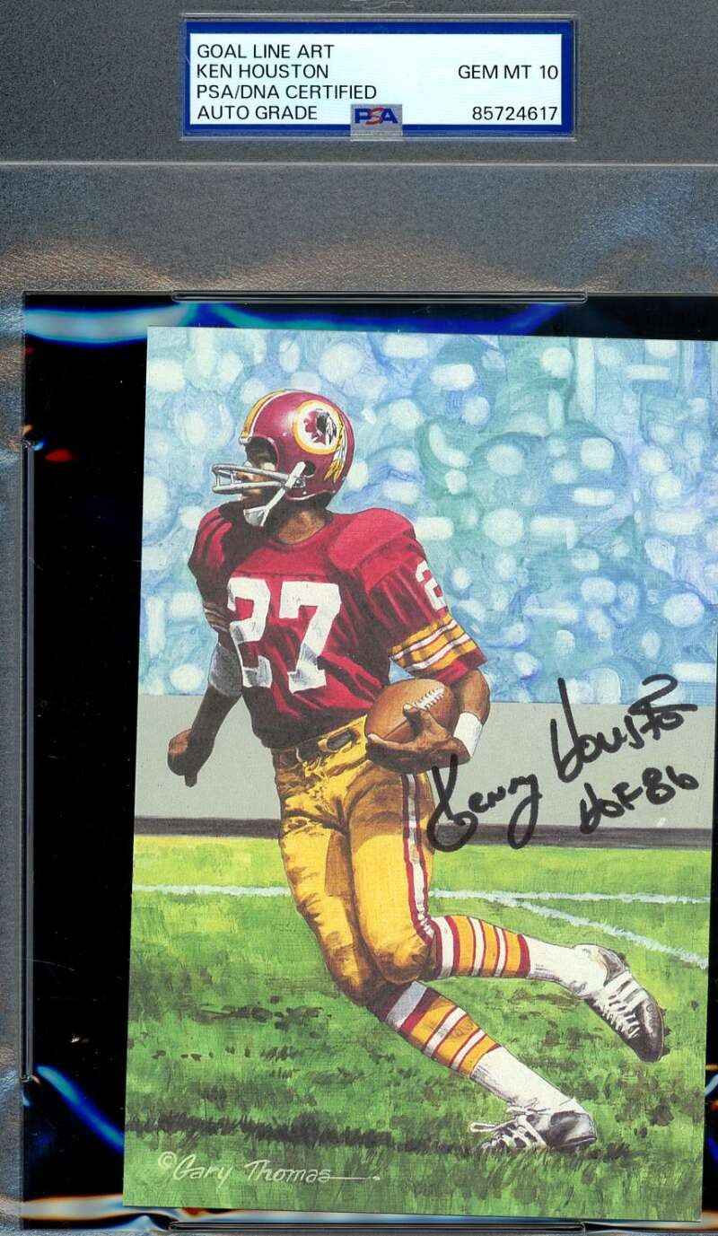 Ken Houston Gem Mint 10 PSA DNA Signed Goal Line Art Card GLAC Autograph HOF 86