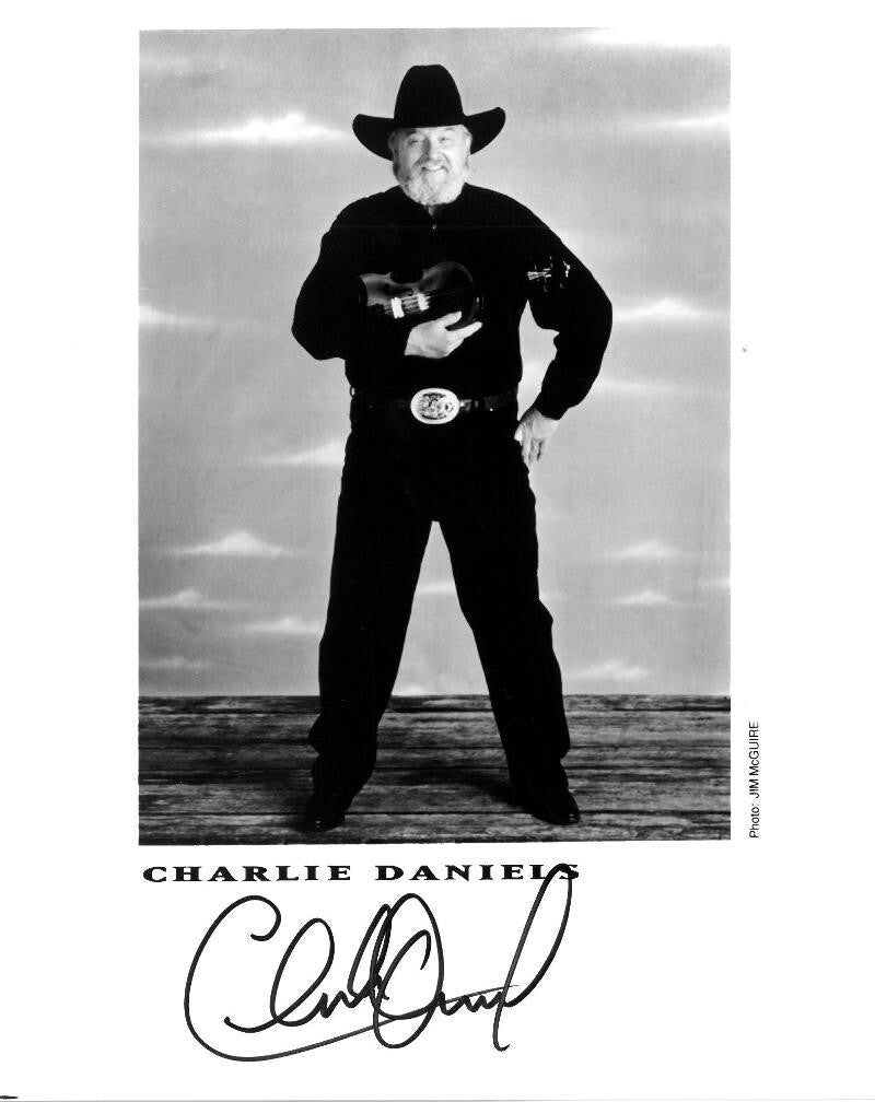 Charlie Daniels signed 8X10 Photo B/W Promo- COA (Country Legend)