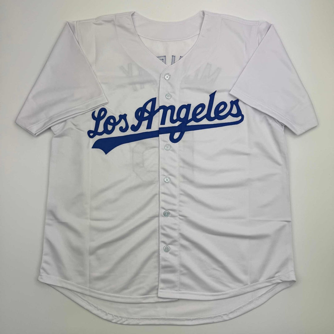 Autographed/Signed Rick Monday Los Angeles LA White Jersey Beckett COA