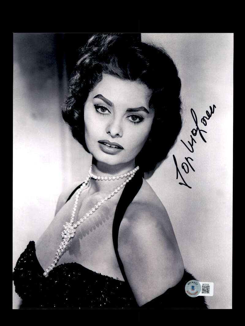 Sophia Loren Beckett BAS Signed 8x10 Photo Autograph