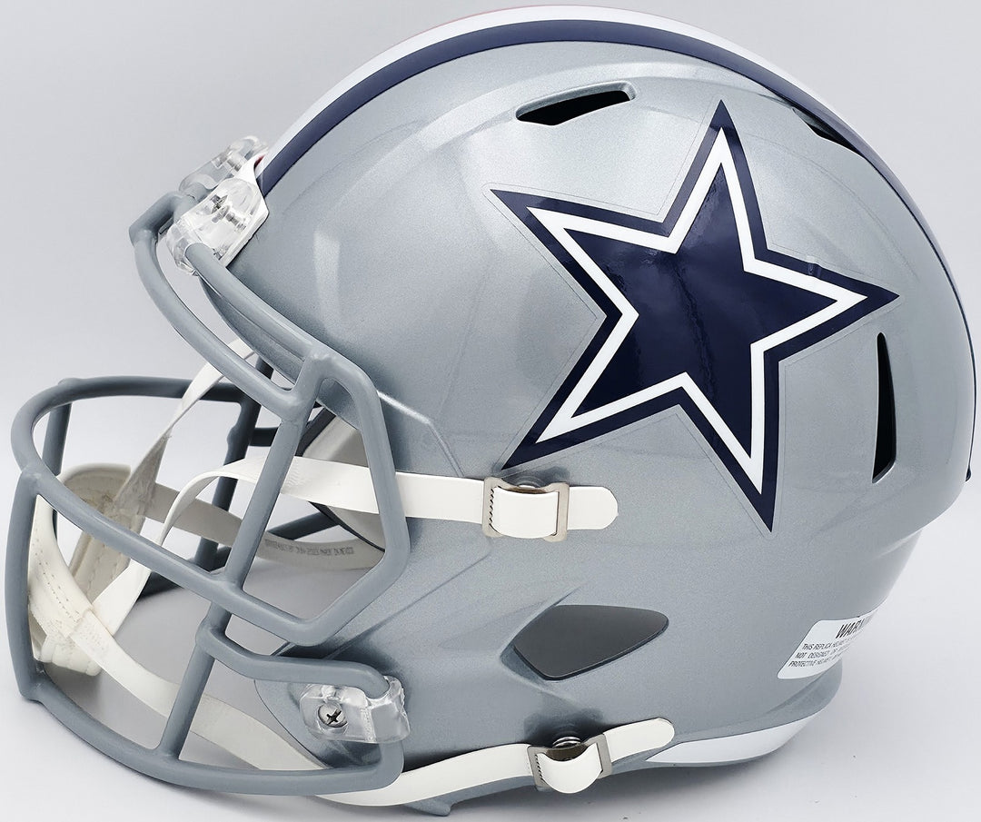 Roger Staubach Auto Cowboys 1976 Throwback Silver Full Size Rep Helmet Beckett