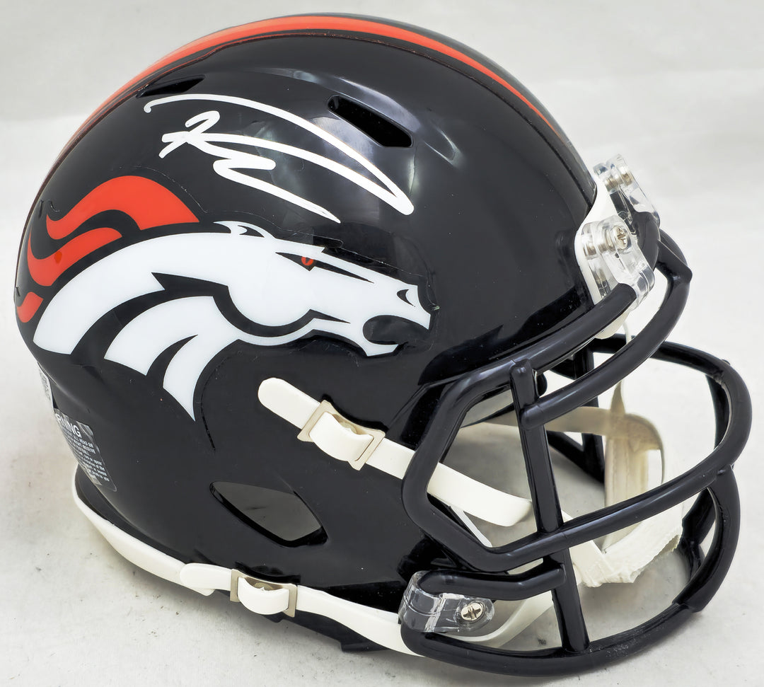 Russell Wilson Autographed Broncos Dark Blue Mini Helmet Fanatics Holo B747728