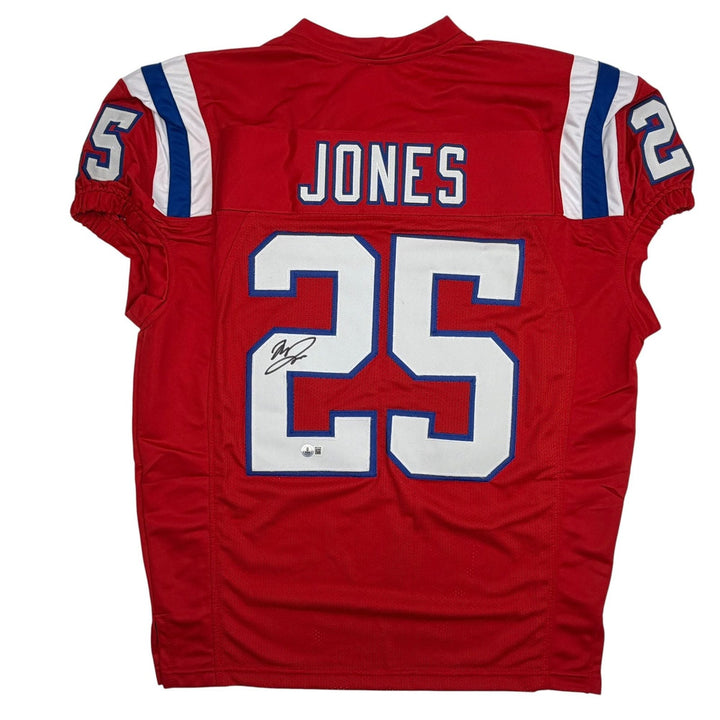 Autographed/Signed Marcus Jones New England Red Cut Jersey Beckett BAS COA
