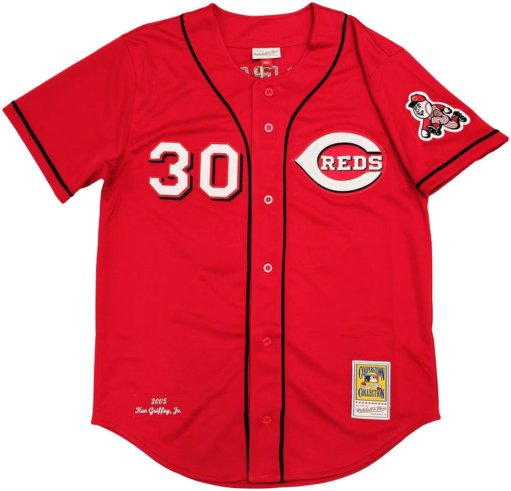 Reds Ken Griffey Jr Auto Red Mitchell Ness 05 Cooperstown Collection Jersey 44