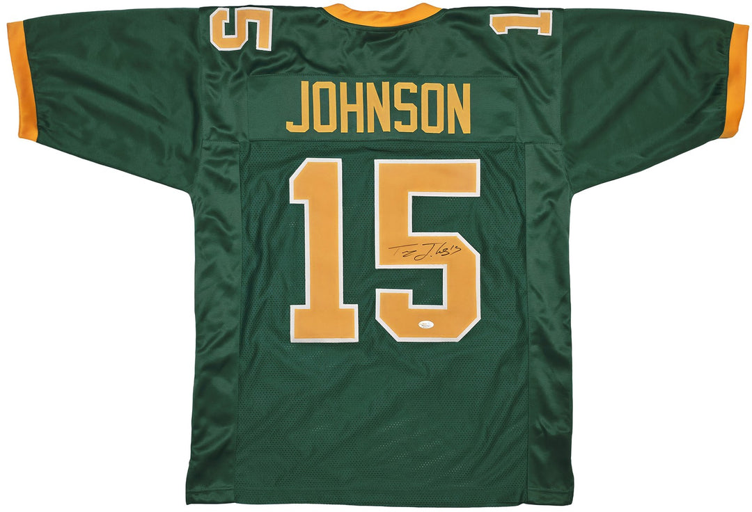 Oregon Ducks Tez Johnson Autographed Green Jersey JSA Witness