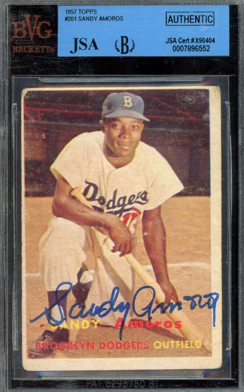 Sandy Amoros Beckett BAS JSA Signed 1957 Topps Autograph