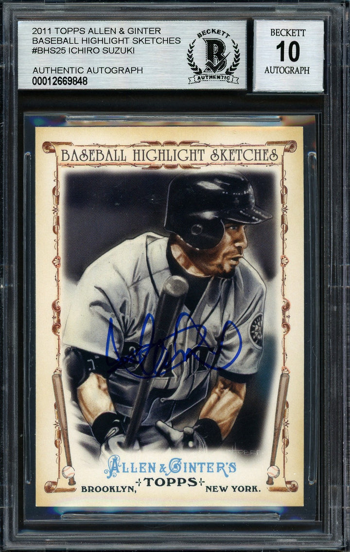 Ichiro Suzuki Auto 2011 Topps Allen Ginter Highlight Sketches Card BHS-25 Sig 10