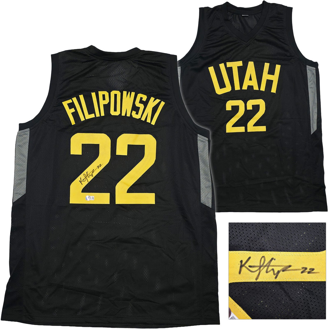 Utah Jazz Kyle Filipowski Signed Black Jersey Beckett Witness
