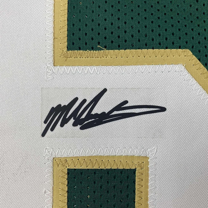 Framed Facsimile Autographed Mike Singletary 33x42 Green Reprint Laser Jersey