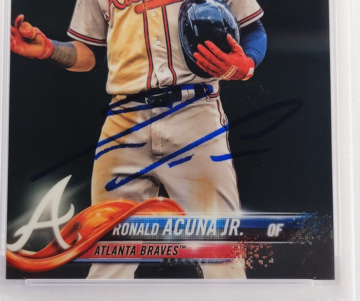 Ronald Acuna Jr Signed 2018 Topps Chrome Update RC HMT25 PSA 9 Sig 9 PSA/DNA