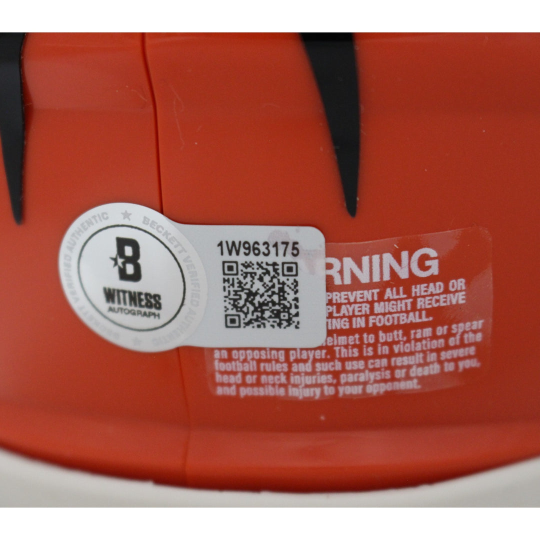 Tee Higgins Autographed Cincinnati Bengals Mini Helmet Beckett Witness 34044
