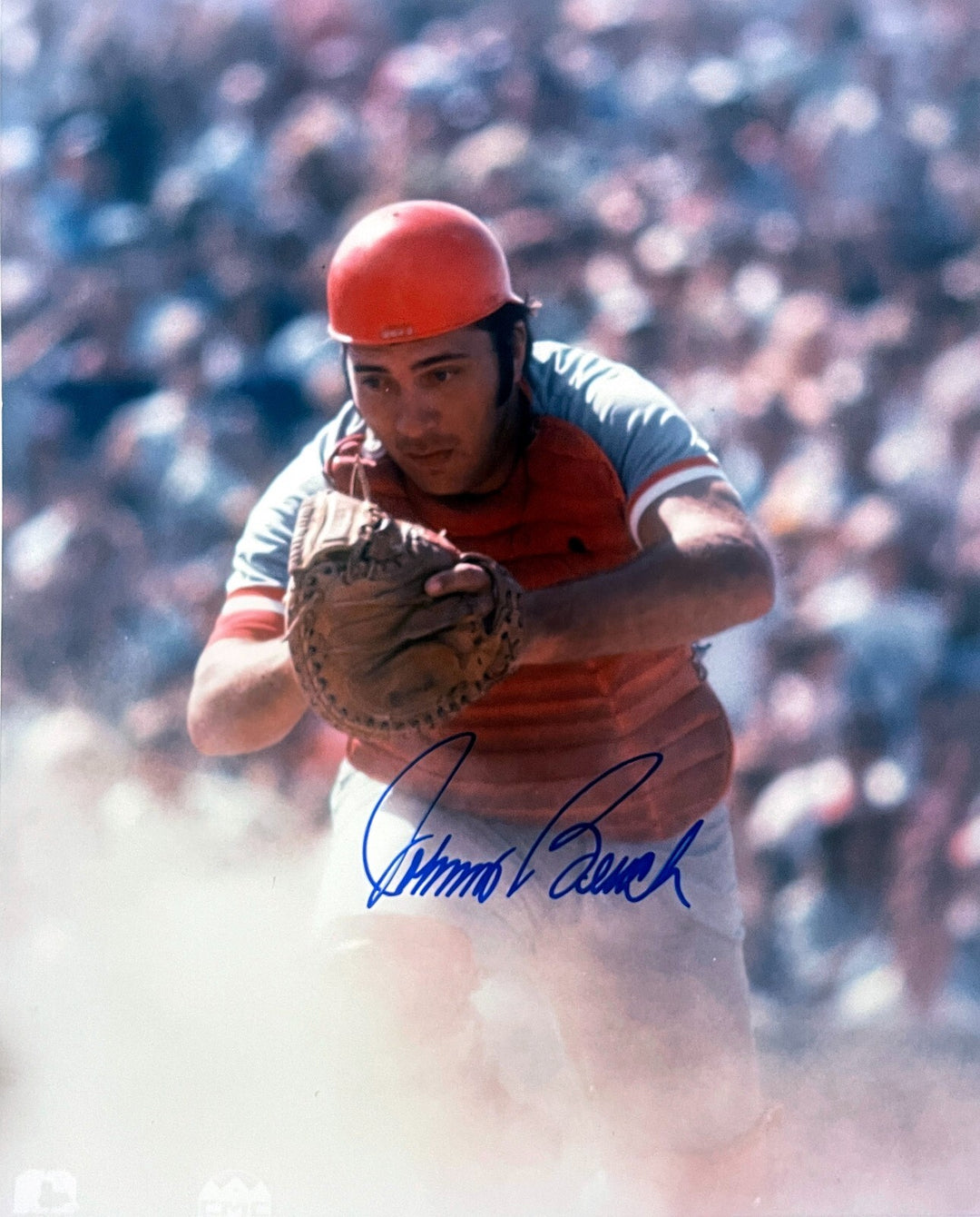 Johnny Bench signed Cincinnati Reds MLB 8x10 Photo - Tuff Stuff COA (HOF/2X MVP)