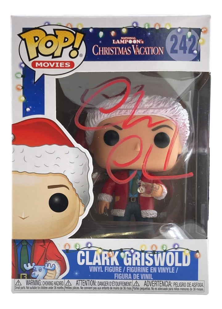Chevy Chase Signed In Red National Lampoon Christmas Vacation Funko Pop #242 BAS
