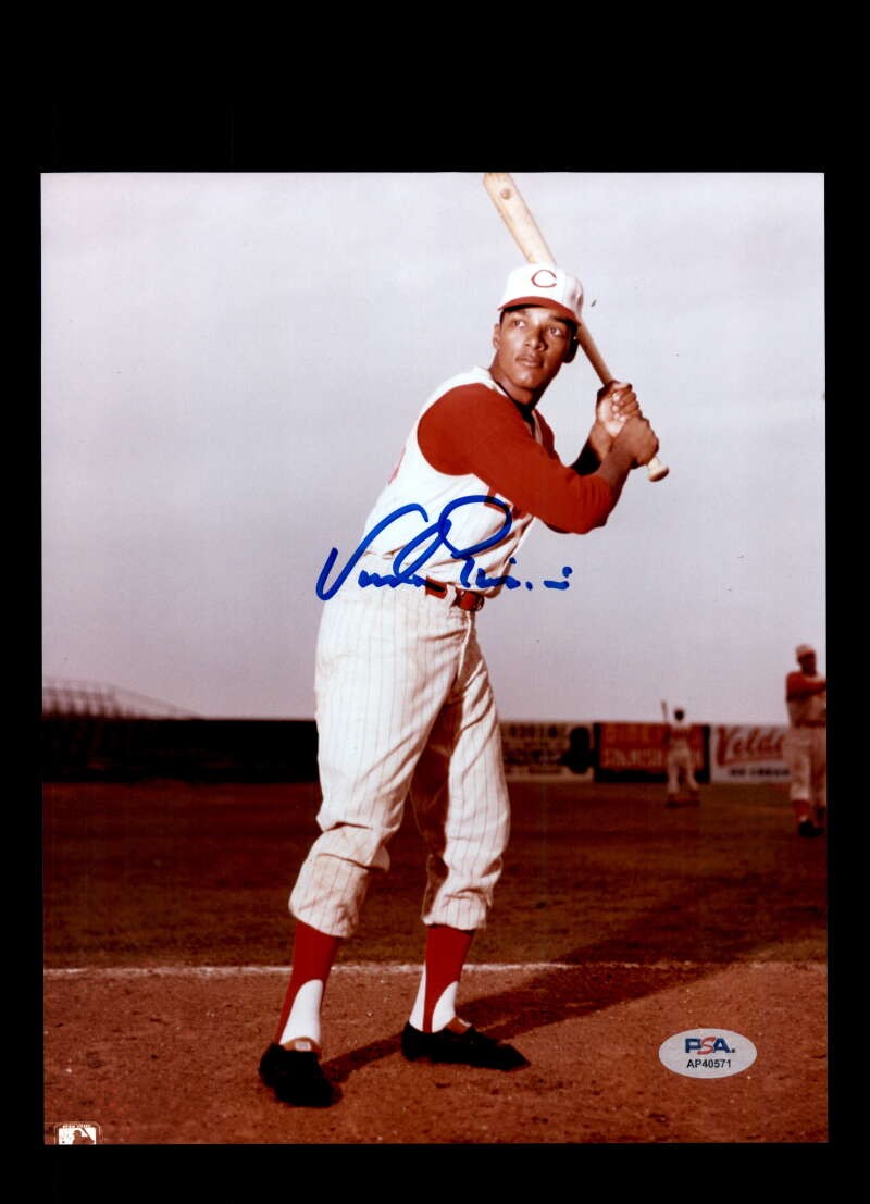 Vida Pinson PSA DNA Signed 8x10 Photo Autograph Reds
