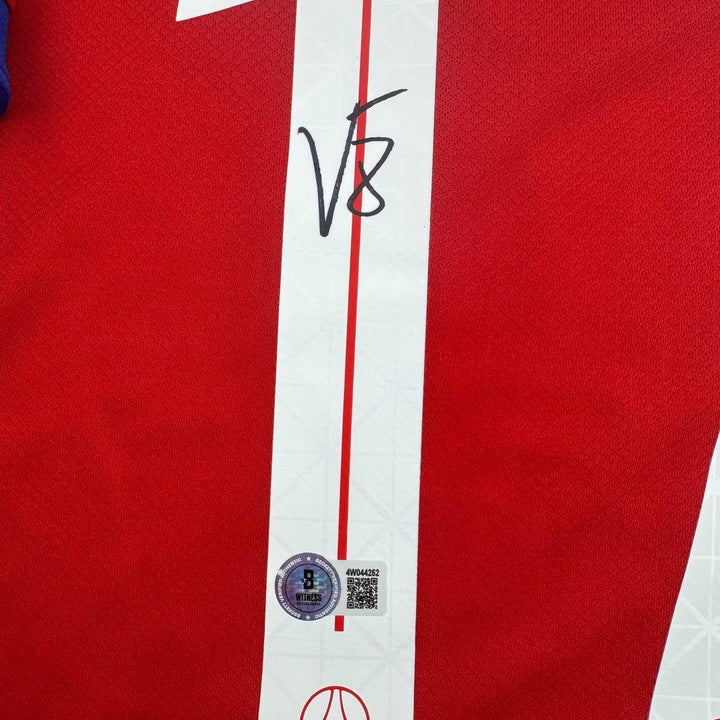 Autographed/Signed Vitinha PSG Paris Saint Germain Red Jersey Beckett COA