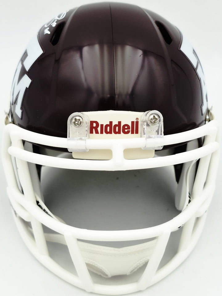 Johnny Manziel Auto Texas A&M Aggies Maroon Speed Mini Helmet "12 HT" Beckett