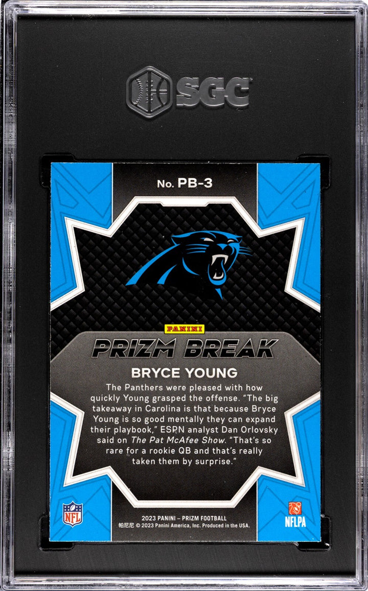Bryce Young 2023 Panini Prizm Break Rookie Card (RC) #PB-3- SGC Graded 9.5 Mint+