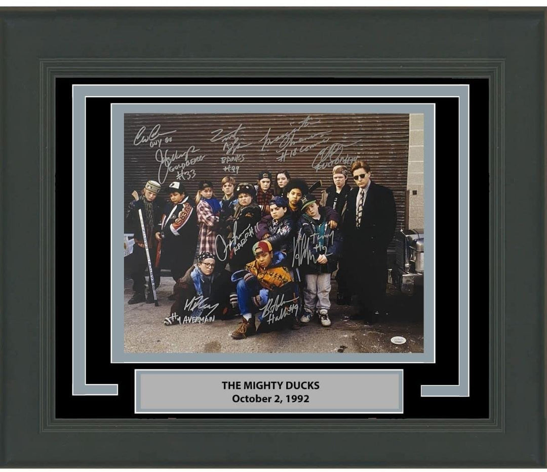 FRAMED Autographed THE MIGHTY DUCKS 10x CAST SIGNED 16x20 Photo JSA COA