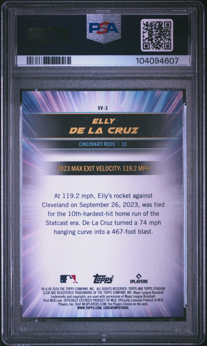 Graded 2024 Topps Stadium Club Elly De La Cruz #VV3 RC Baseball Card PSA 10