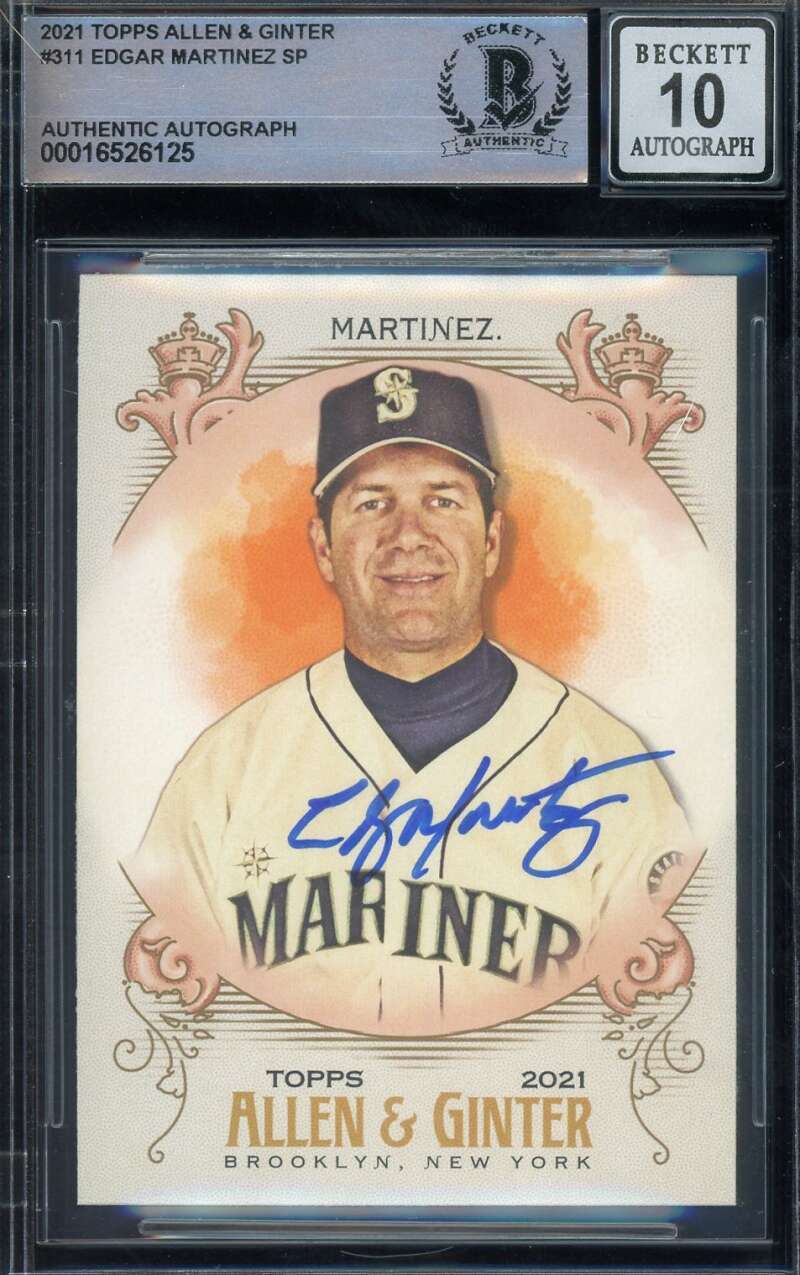 Edgar Martinez Gem Mint 10 Beckett BAS Signed 2021 Topps Allen and Ginter