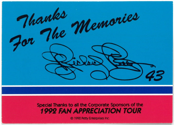Richard Petty signed 1992 Fan Appreciation Tour Holographic NASCAR On Card Auto