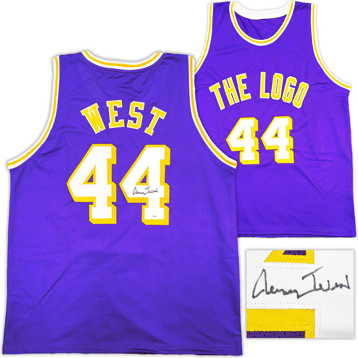 Los Angeles Lakers Jerry West Autographed Signed Purple Basketball Jersey JSA