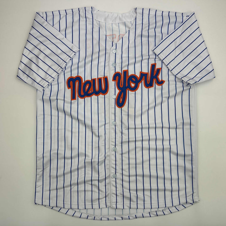 Facsimile Autographed Gary Carter New York Pinstripe Reprint Jersey Size Mens XL