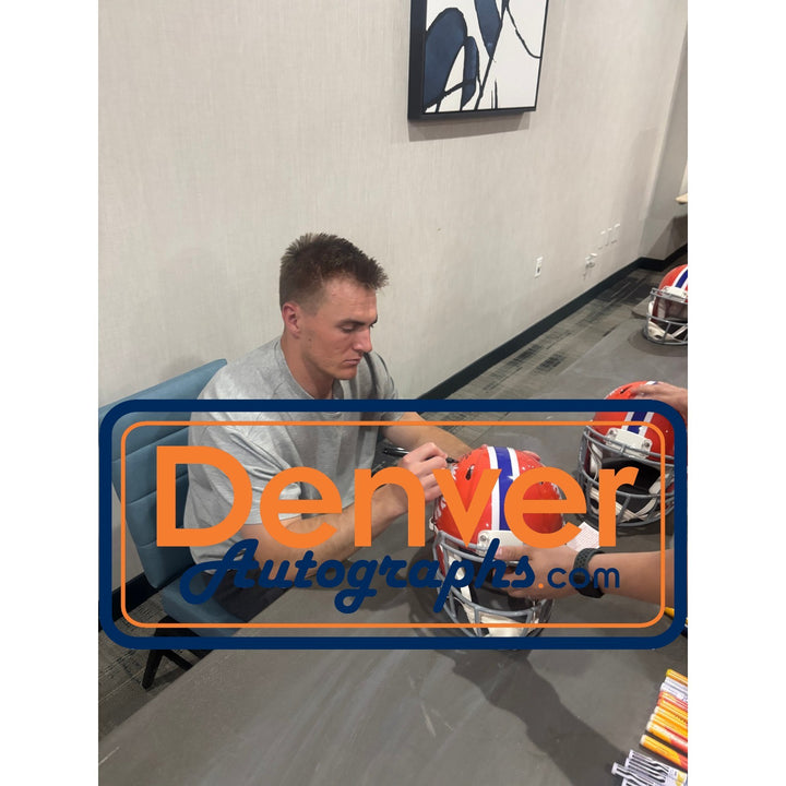 Bo Nix Autographed Denver Broncos Authentic 1966 TB Helmet Beckett Witness 57266