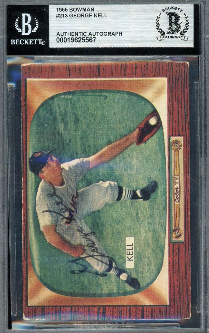 George Kell Beckett BAS Signed 1955 Bowman Autograph White Sox